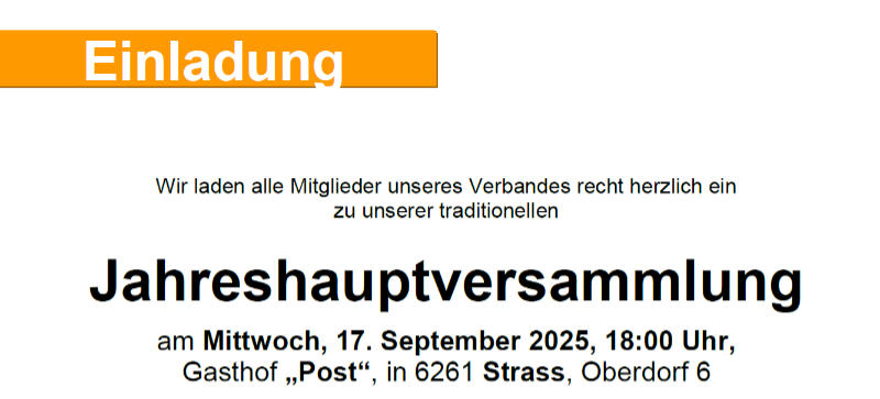 Einladung zur Jahreshauptversammlung 2025